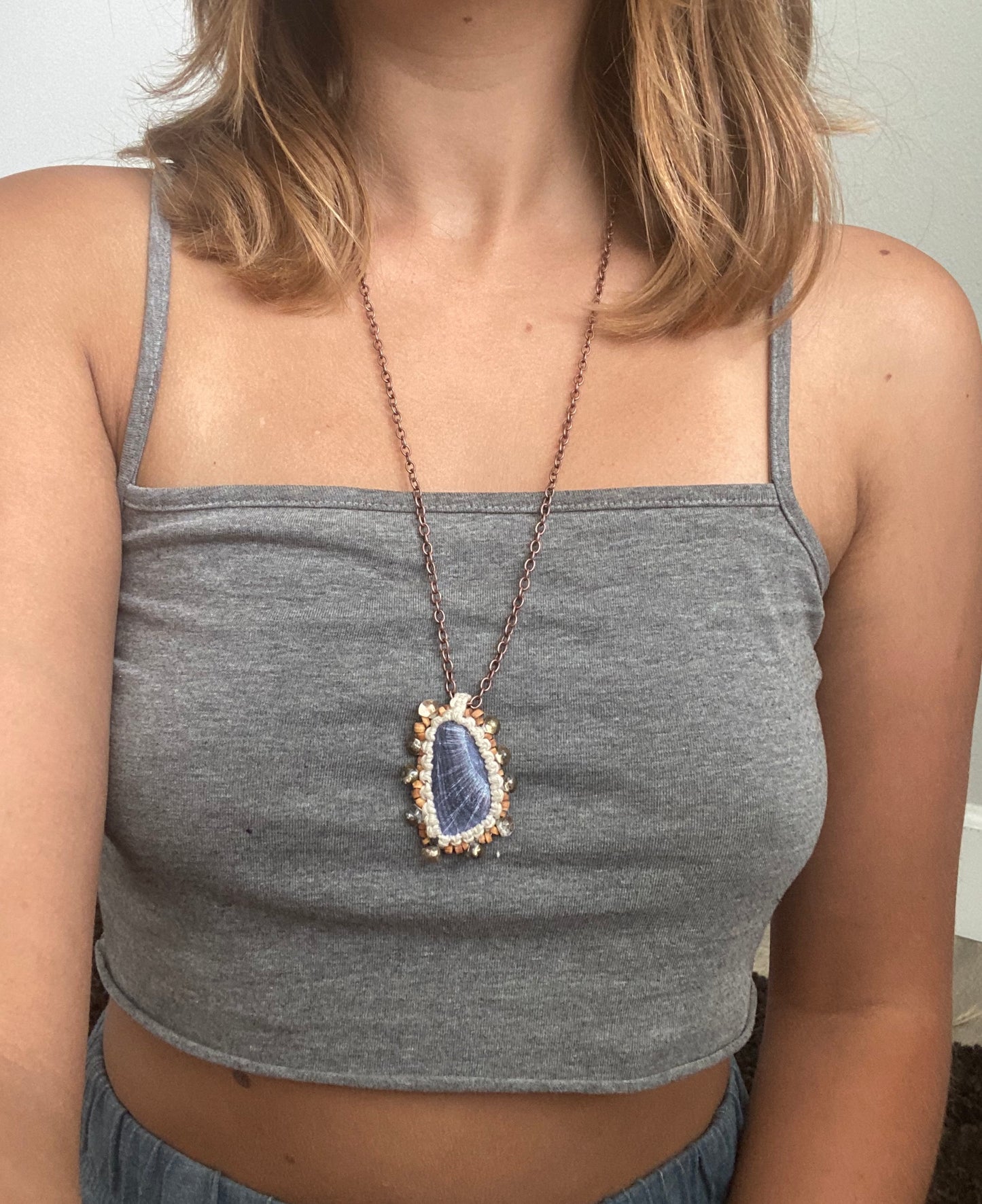 Seashell Necklace with hand etched sun rays