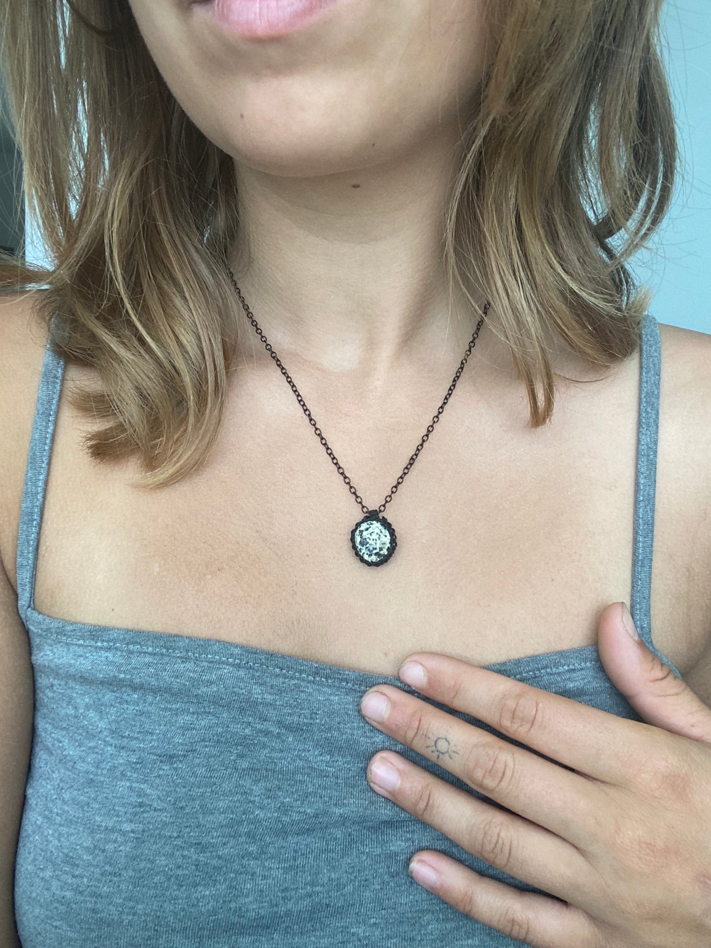 Dainty tumbled river rock necklace