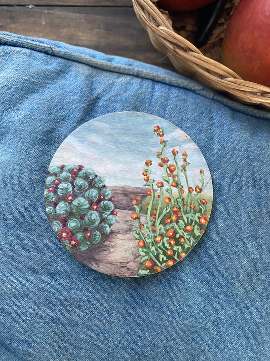 “Pin Cushions and Globe Mallows” Original Painting