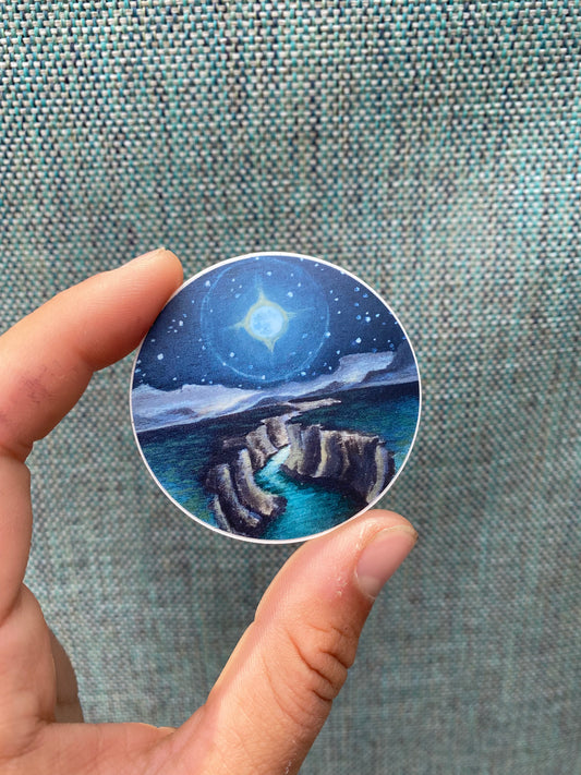 “Full moon and the Virgin River” Sticker